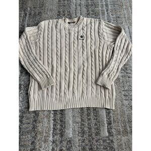 VTG Andrew Rohan beige men's cable knit cotton sweater large